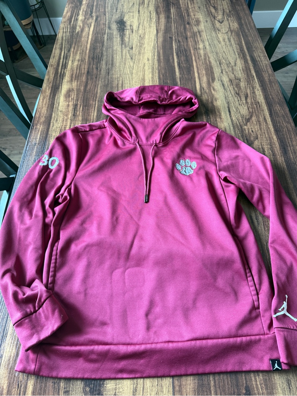 Jordan Maroon Pullover Hoodie with Subtle Logos
